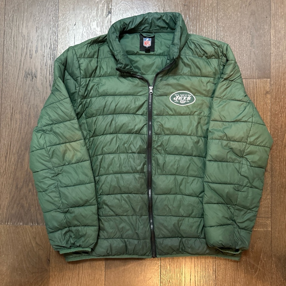NFL Mens New York Jets Half Zip Puffer Jacket Size XL SEE PHOTOS